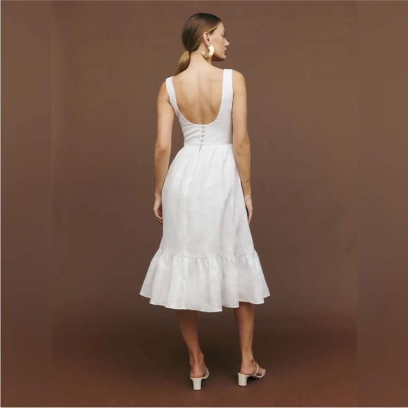 NWT Reformation Bucatini Linen midi dress in white - Picture 5 of 12